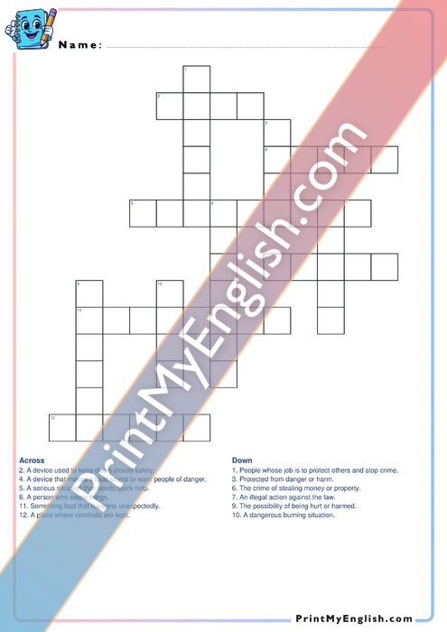 B1 Crime and Safety - Crossword