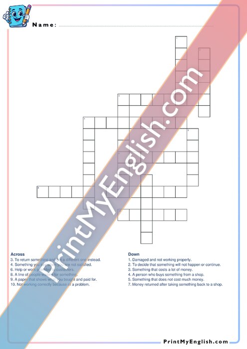 B1 Shopping Complains - Crossword