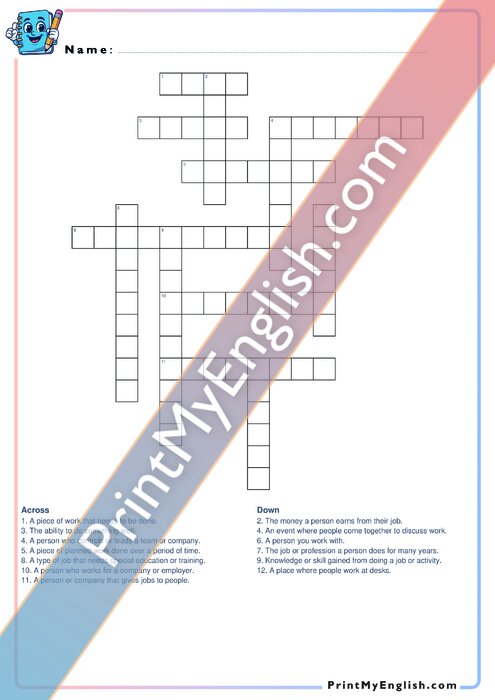 B1 Work and Job Nouns - Crossword