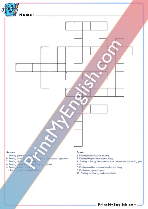 A2 Feelings and Emotions - Crossword