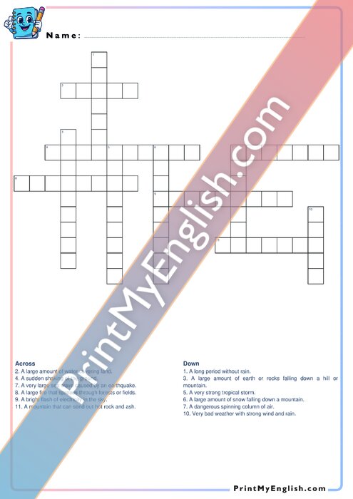 A2 Natural Disasters - Crossword