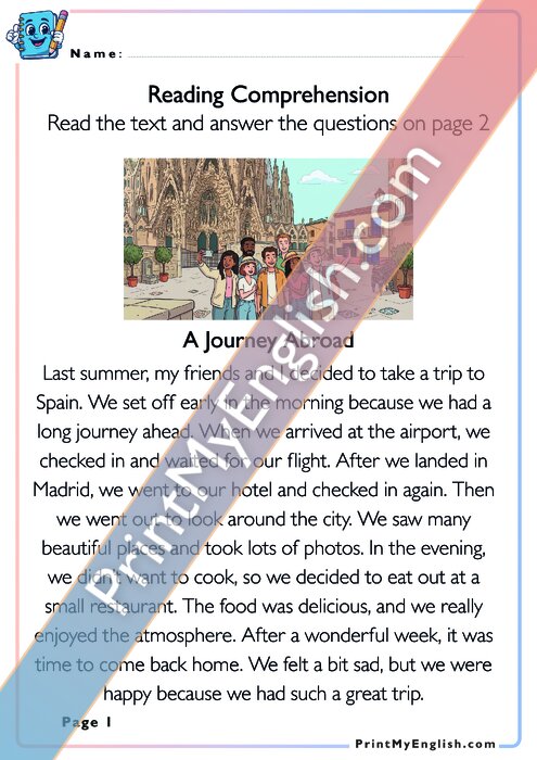 Reading Comprehension - A Journey Abroad