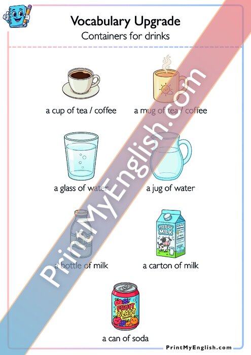 Vocabulary Upgrade - Drinks containers