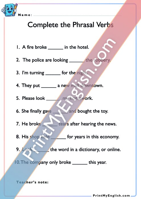 Complete the Phrasal Verbs