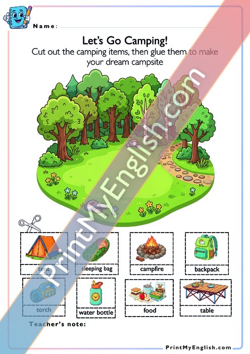 Let's Go Camping - Cut and Paste