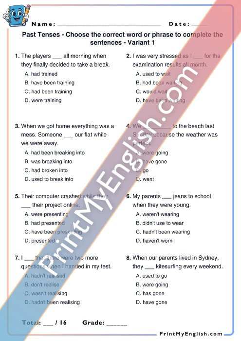 Past Tenses - Revision