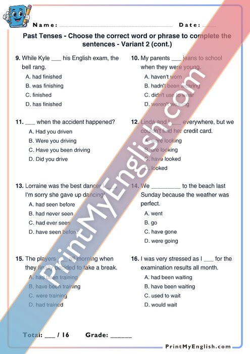 Past Tense - Revision Variant 2