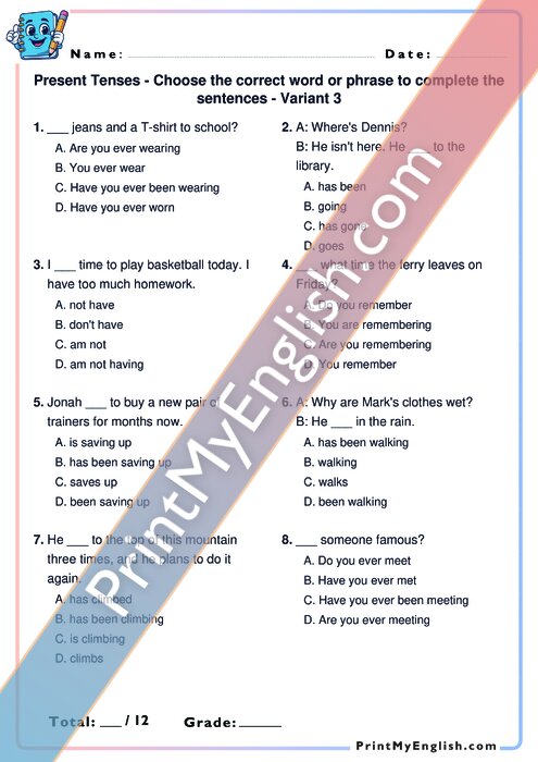 Present Tenses - Revision