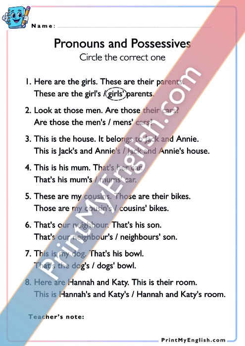 Pronouns and Possessives