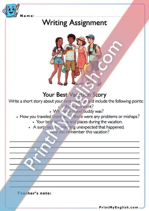 Writing Assignment - Your Best Vacation Story