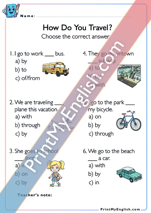 How Do You Travel - Circle the correct answer