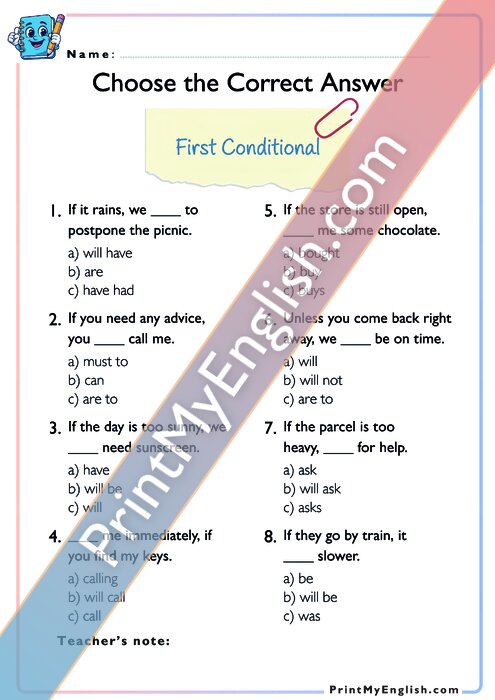 Choose the Correct Answer - First Conditional