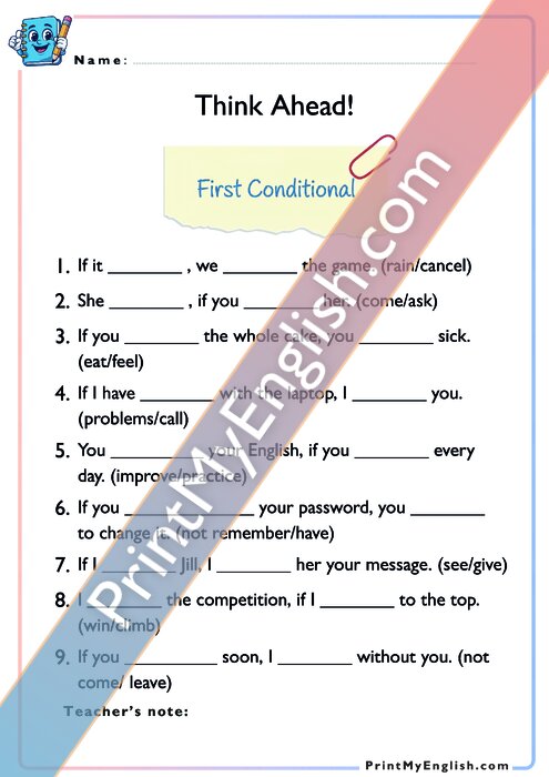 Think Ahead - First Conditional