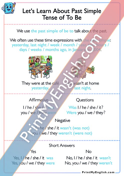 Let's Learn About Past Simple Tense of To Be
