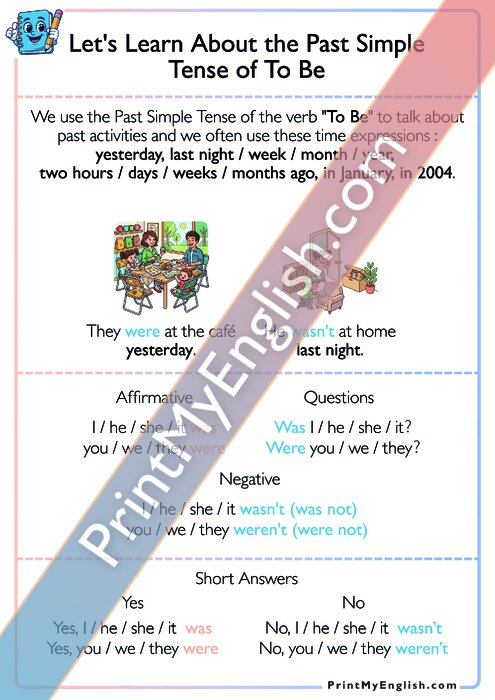 Let's Learn About the Past Simple Tense of To Be