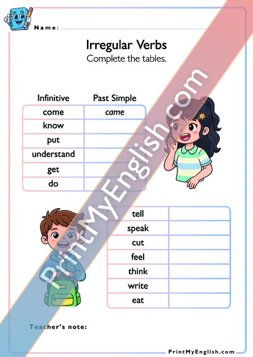 Irregular Verbs - Past Simple Tense