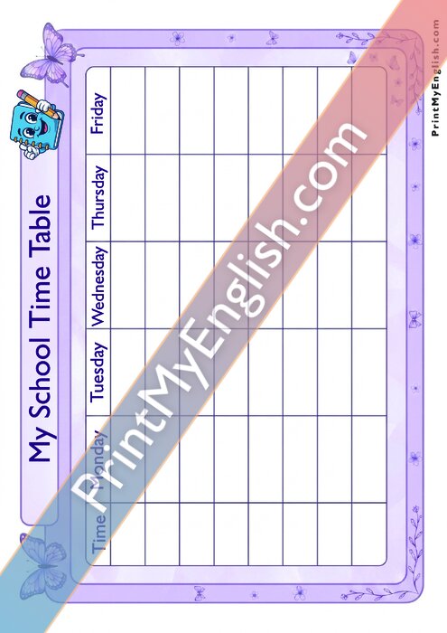 My School Time Table - Version 2
