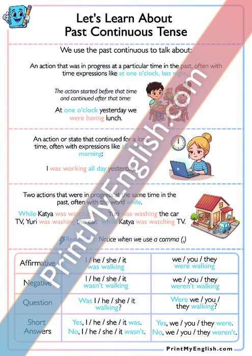 Let's Learn About  Past Continuous Tense