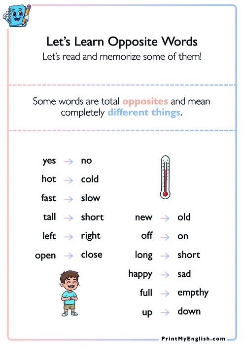 Let's Learn Opposite Words