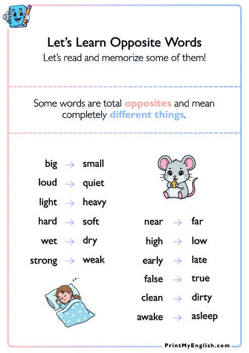 Let's Learn the Opposite Words - version 2