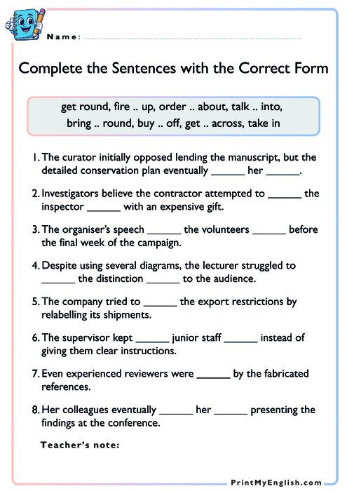 Complete the Sentences with the Correct Form