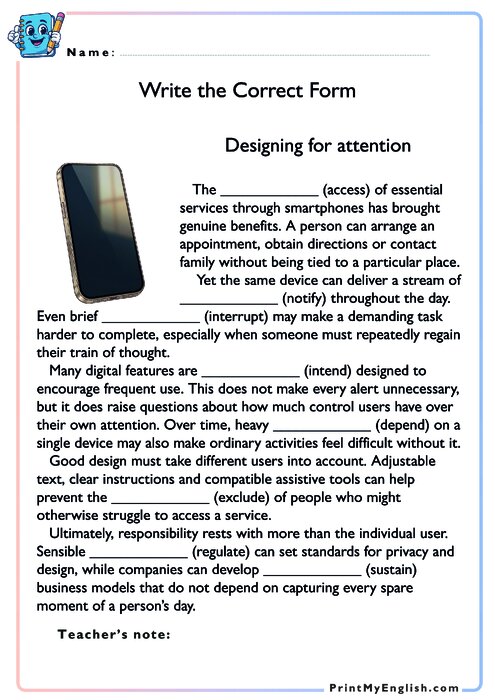 Designing for attention - Write the Correct Form